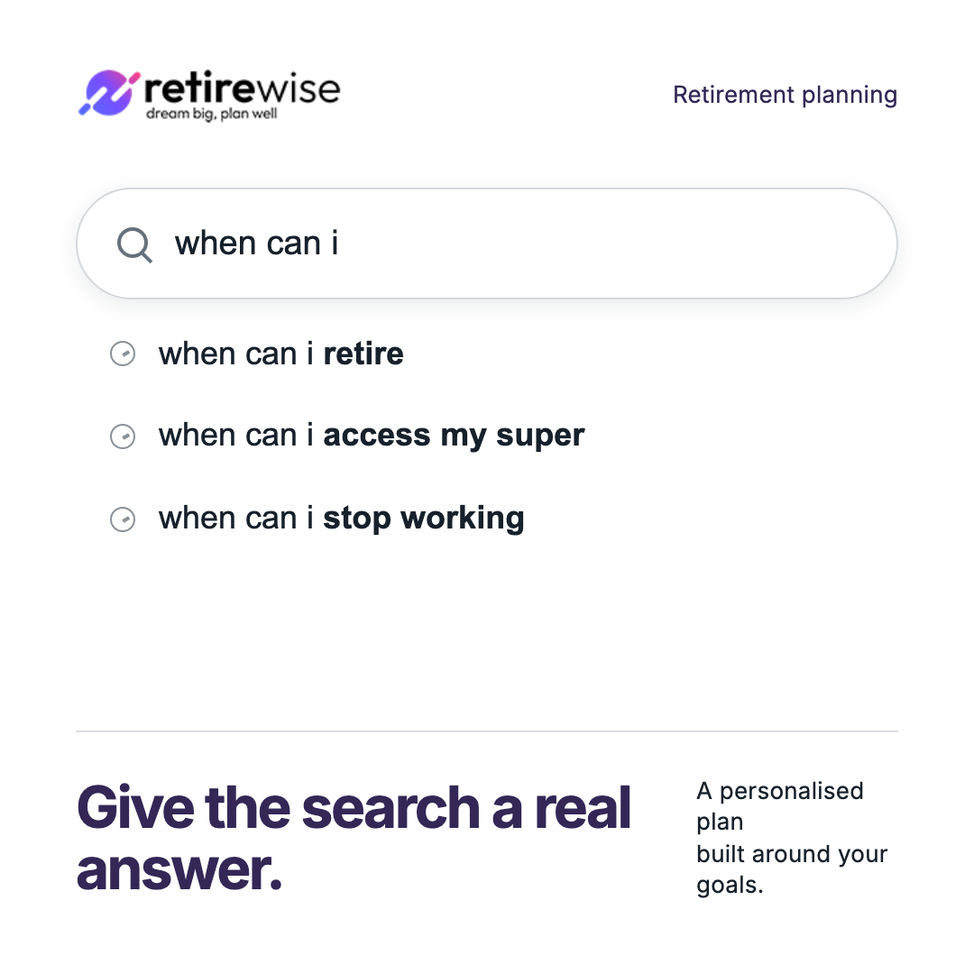 Retirement search autocomplete ad creative